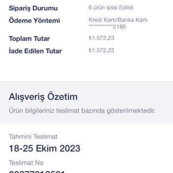 Penti Sipariş Benden Habersiz İptal Etmesi