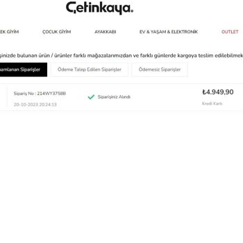 Çetinkaya Almış Olduğum Ürün Hala Kargolanmadı