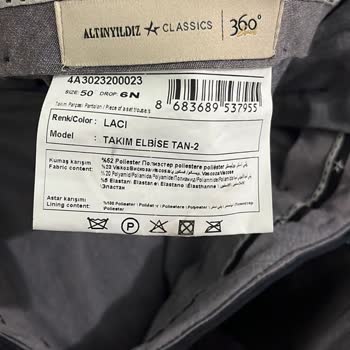 Altınyıldız Classics Kusurlu Yapılan Terzi İşlemi Sonucu Yırtılan Takım Elbise