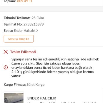 Sürat Kargo Reyhanlı Acente Dağıtım Yapmadan Ürünü İadeye Gönderiyor