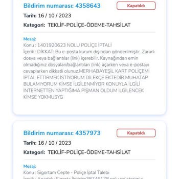 Anadolu Sigorta Poliçeyi İptali İçin Muhatap Bulamıyorum