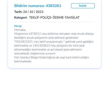 Anadolu Sigorta Poliçeyi İptali İçin Muhatap Bulamıyorum