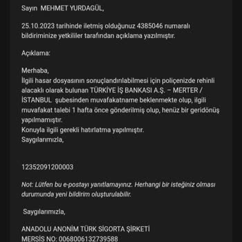 Anadolu Sigorta Su Baskını/hasar Tazmini