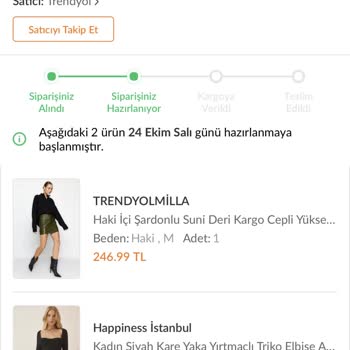 Happiness İstanbul (Trendyol) Siparişim Hazırlanma Aşamasında Gözüküyor Üç Gündür