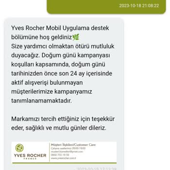 Yves Rocher Doğum Günü Kampanyası Tanımlamıyor.