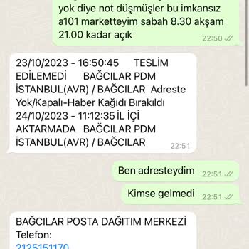 PTT Kargo KP04654947193 Takip Numaralı Kargom Neden Teslim Edilmedi?