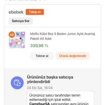 Hepsiburada'dan Aldığım Molfix Bezler Yanlış Ve Eksik Gönderiliyor