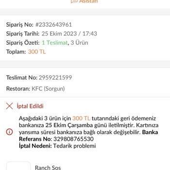 KFC Yemek Sepeti Sipariş