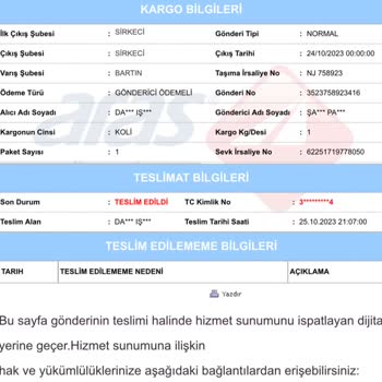 Aras Kargo Kargomu Teslim Etmedi. Sistemde Teslim Edildi Görünüyor