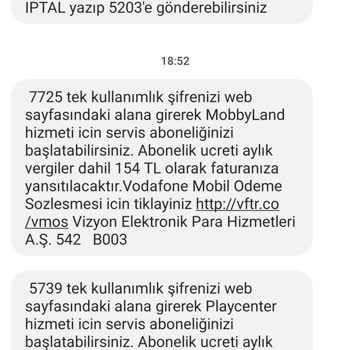 Vodafone Mobbyland İzinsiz Çekilen Tutar