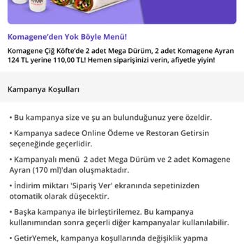 Getir Komagene Yok Böyle Menü Kampanyası Yalanı