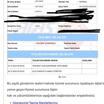 Aras Kargo Haber Vermeden Kargonun Teslim Alınmadığına Karar Vermesi
