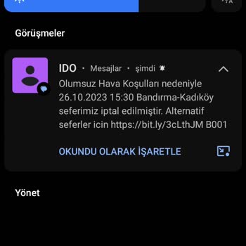 İDO Son Yarım Saat Sefer İptali