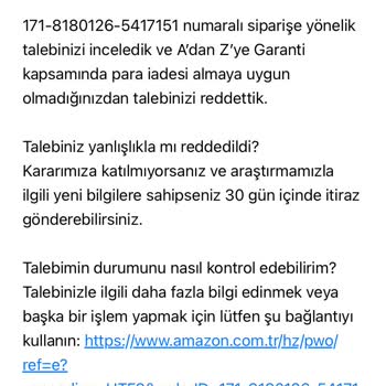 Amazon Paramı İade Etmiyor