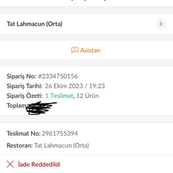 Trendyol Yemek Kuryenin Siparişi Başka Yere Teslim Etmesi