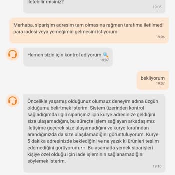 Trendyol Yemek Hizmet Verilmedi Para İadem Olmadı