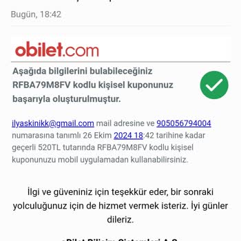 Obilet Açık Bilet Kuponu
