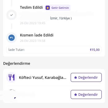 Getir Paramı İade Etmiyor