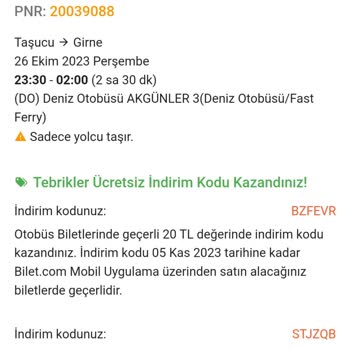 Akgünler Denizcilik Yanlış Bilet Satması