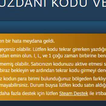 Tosla Steam Epin Kodu Hatası