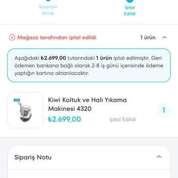 A101 Kapında Üzerinden Alınan Ürünün Sebepsiz Sipariş İptali