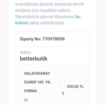 Better Butik Siparişi İptal Etmek İstiyorum