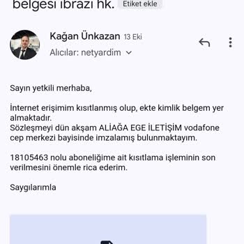 Vodafone İnternet Müşteri Hizmetleri Ve Bayi Sorunu Hk