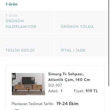 Vivense TV Ünitem Gelmedi