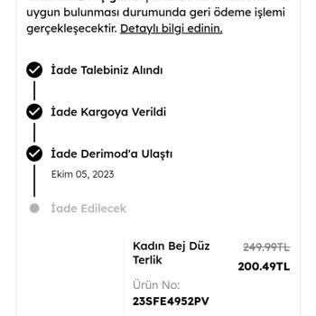Derimod Ücret İadesi Yapılmadı