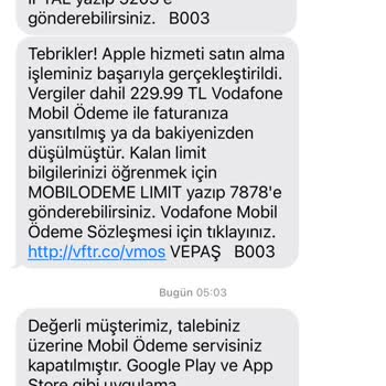 Vodafone Bilgi Dışı Mobil Ödeme