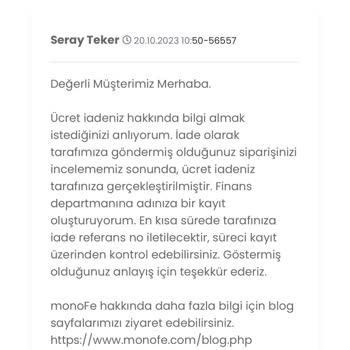 monoFe Yapılmayan Ücret İadesi