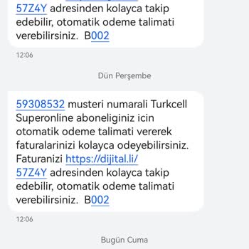 Superonline Her Gün Otomatik Ödeme Talimatı İle İlgili Mesaj Yolluyor