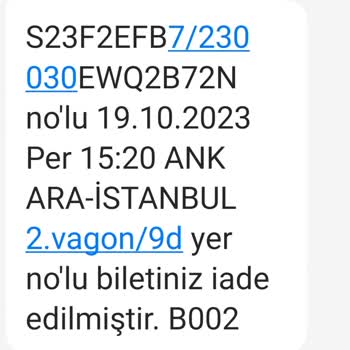 TCDD Taşımacılık Bilet Parası İadesi Yapılmadı