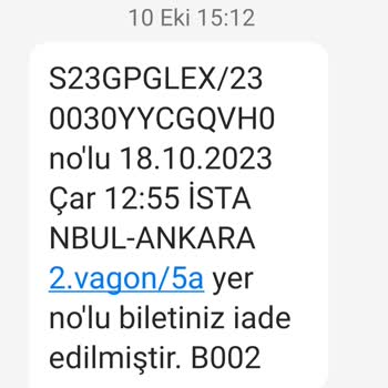TCDD Taşımacılık Bilet Parası İadesi Yapılmadı