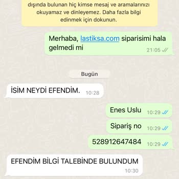 Lastiksa Siparişimden 1 Haftadır Haber Yok