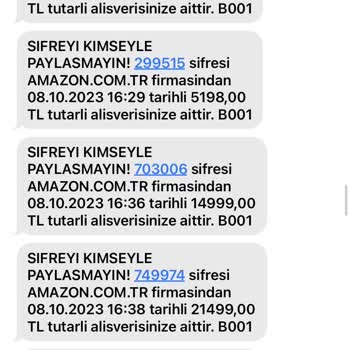 Amazon 15000₺ Param Gitti