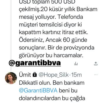 Garanti BBVA Yapmadığım Şüpheli Harcamaları Bana Ödetiyor.