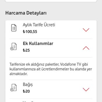 Vodafone Ek Paket Ücretlendirmesi