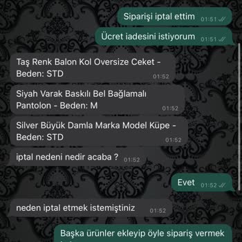 Bibutik İlayda Çamur Ücret İademi Yapmıyor.