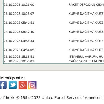 UPS Türkiye Teslim Edilmeyen Kargo