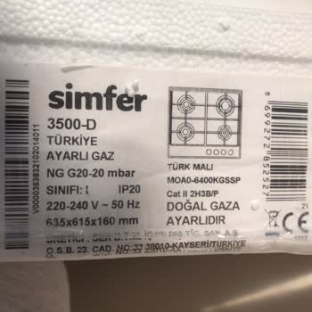Simfer Hatalı 3500-D Ocağı Değişim Yapmıyor