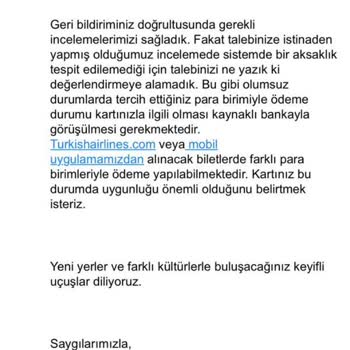 THY. İnternetten Bilet Alımı İle İlgili Şikayet.