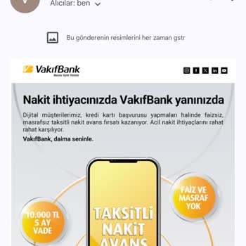 VakıfBank Faizsiz Taksitli Nakit Avans