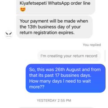 Delayed Refund Issue with 'Kiyafet Sepeti' Website Purchase
