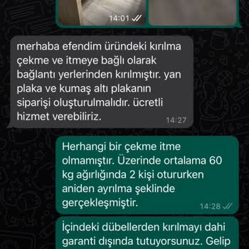 Kelebek Mobilya'dan Yemek Takımıyla İlgili Sorun