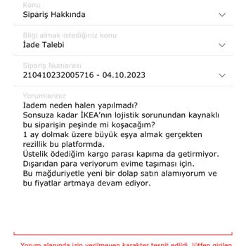 Parçalanarak Gelen Ürünün İade Süreci- IKEA