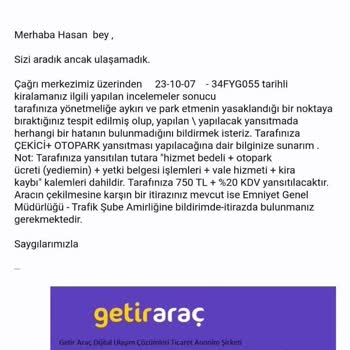 Getir Araç Otopark Cezası