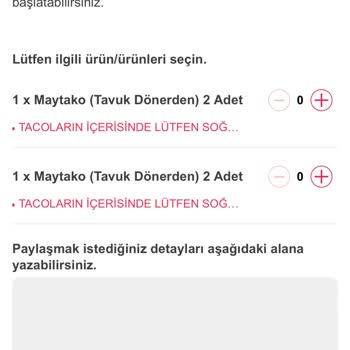 Maydonoz Döner Yanlış Ürün Gönderimi