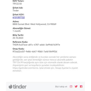Tinder Hesabımdan Onayım Olmadan Para Kesmesi