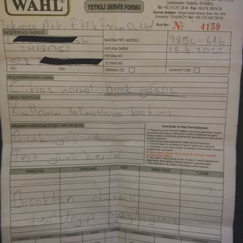 Wahl Bozuk Bıçak Değişim Yapılmıyor